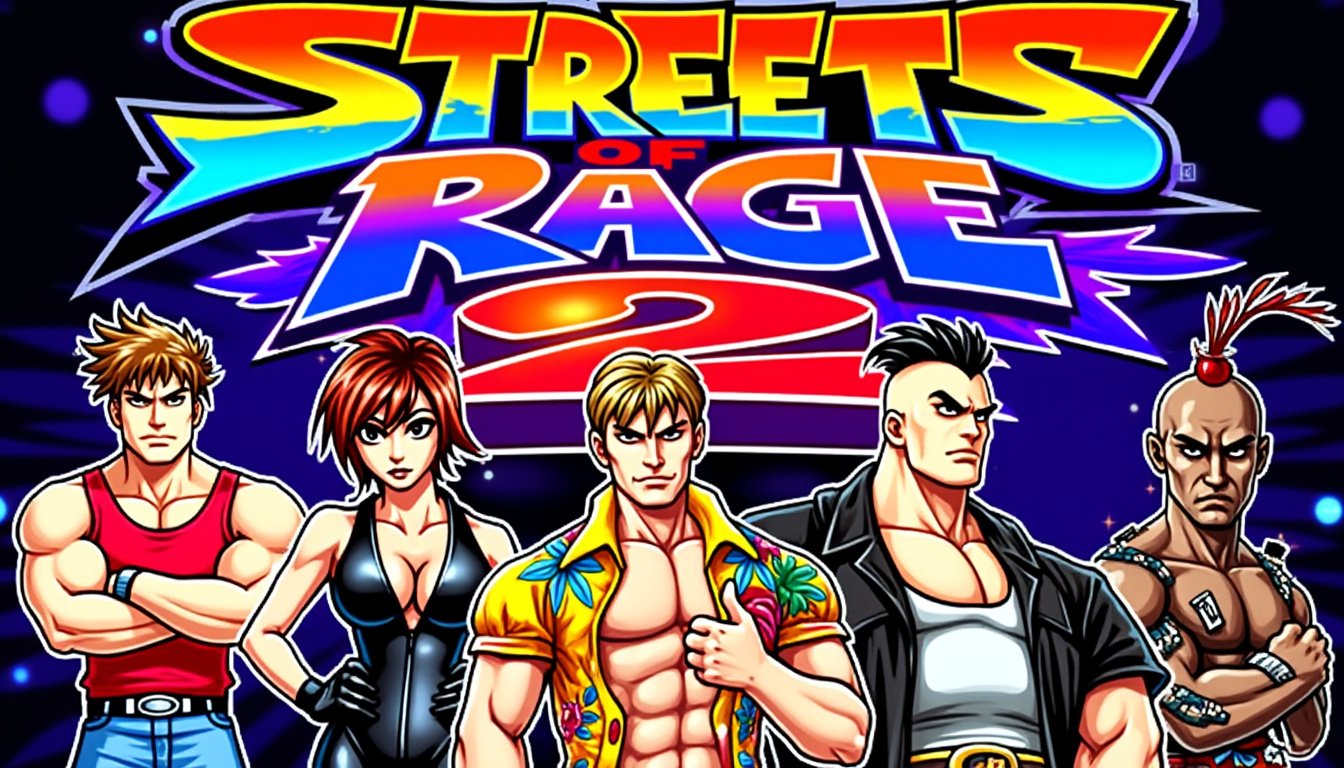 plongez dans l'univers emblématique de streets of rage 2 sur megadrive ! revivez l'action palpitante et la musique inoubliable de ce classique du jeu vidéo. préparez-vous pour un voyage nostalgique rempli de combats intenses et de souvenirs d'enfance.