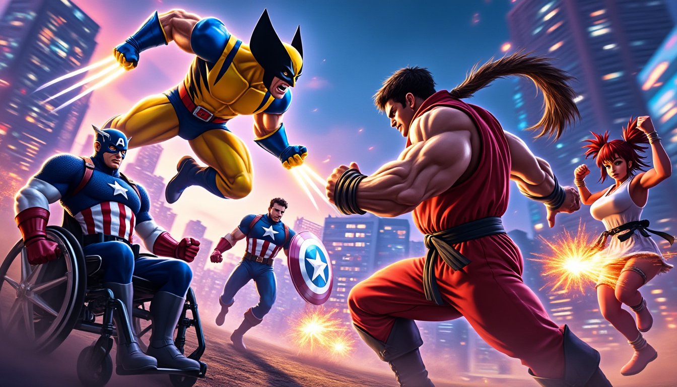 plongez dans l'action explosive de x-men vs. street fighter sur ps1 ! ce jeu culte vous offre des combats épiques entre vos héros et méchants préférés des comics et des jeux vidéo. préparez-vous à des duels intenses et des combos dévastateurs dans un univers où les univers se rencontrent !