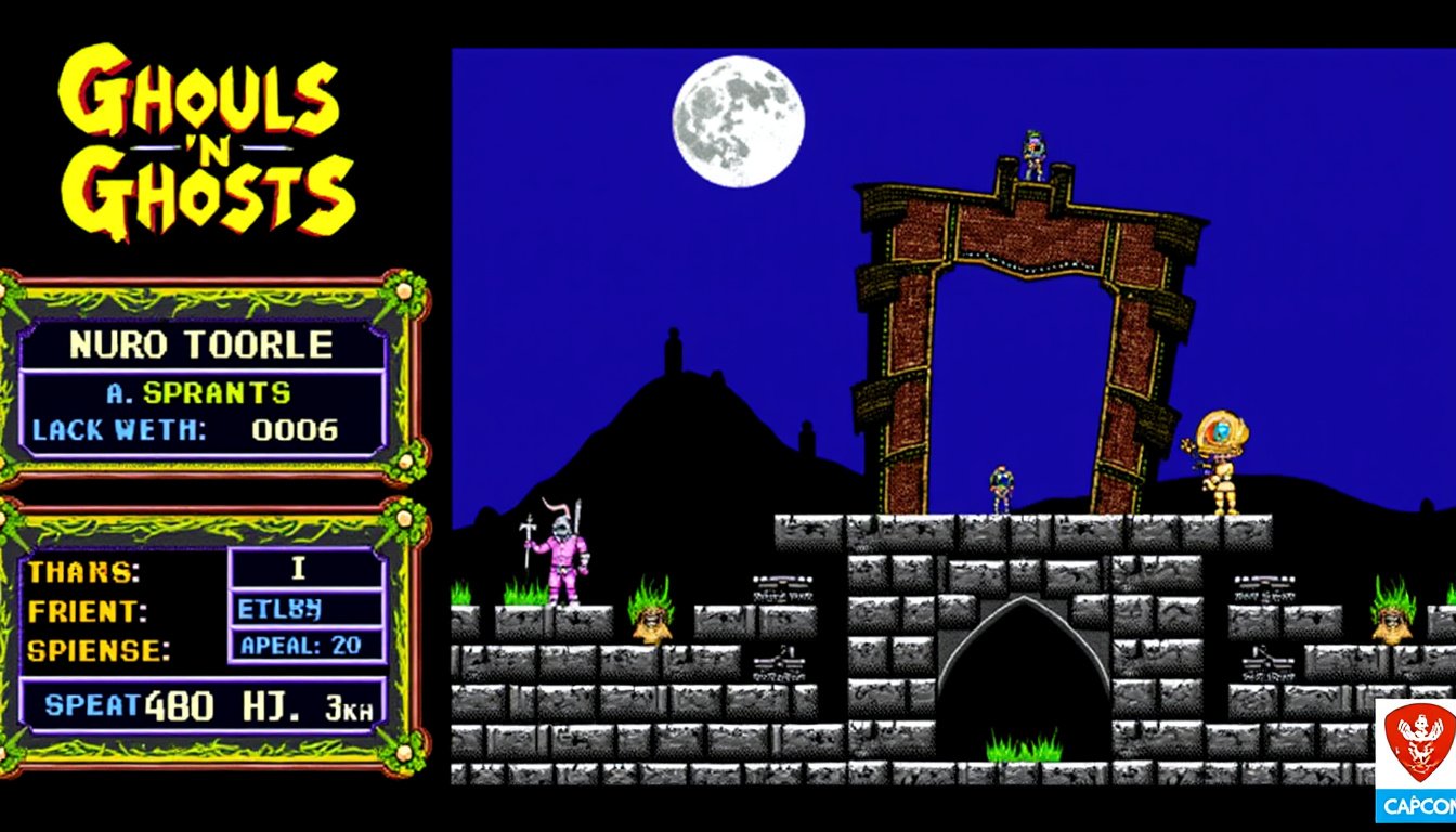 plongez dans l'univers fantastique de ghouls 'n ghosts sur megadrive, un jeu emblématique qui allie action palpitante et graphismes captivants. redécouvrez cette aventure épique, combattez des créatures mythiques et surmontez des défis périlleux tout en explorant des paysages enchanteurs. préparez-vous à relever le défi et à prouver votre valeur en tant que chevalier héroïque !