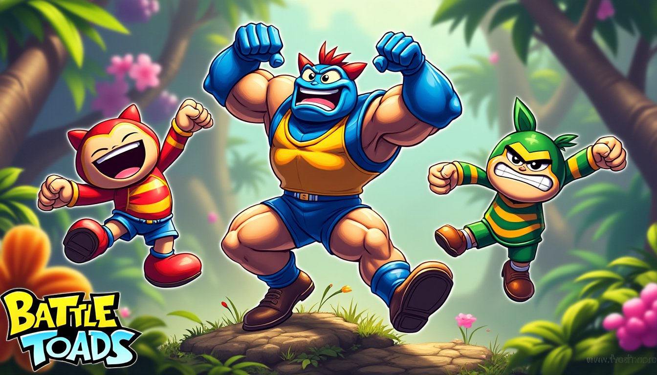 plongez dans l'univers légendaire de battletoads sur mega drive ! relevez le défi de ce jeu culte aux niveaux intenses et aux graphismes emblématiques. revivez l'aventure palpitante des trois batraciens, défiez vos amis et prouvez votre maîtrise dans cette quête inoubliable. êtes-vous prêt à relever le défi ?