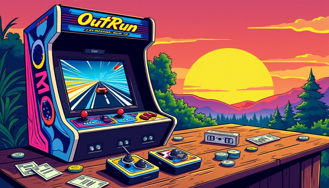 plongez dans l'univers nostalgique d'outrun sur megadrive ! revivez l'aventure rétro avec ses paysages emblématiques, sa bande-son inoubliable et des sensations de conduite exaltantes. découvrez ou redécouvrez ce classique qui a marqué toute une génération de joueurs.