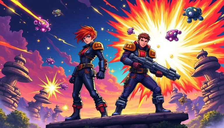 plongez dans l'univers nostalgique de gunstar super heroes sur megadrive ! revivez l'action frénétique et la créativité visuelle de ce classique des jeux vidéo. préparez-vous à des combats effrénés et des aventures inoubliables avec des amis. redécouvrez la magie de ce chef-d'œuvre rétro qui a marqué toute une génération !