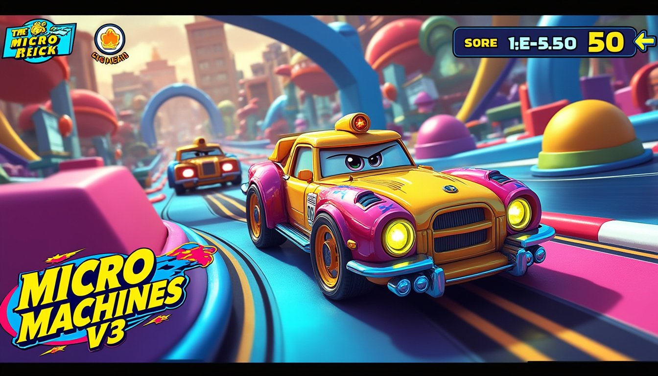 découvrez micro machines v3 sur ps1, un jeu de course frénétique et fun qui promet des heures d'amusement entre amis. plongez dans un univers miniaturisé captivant et relevez des défis palpitants !